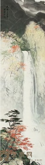 胡粹中 民国二十五年（1936年）作 山水 立轴 120×33cm