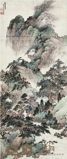 奚屠格 乙亥（1935年）作 山水 立轴 102×44cm