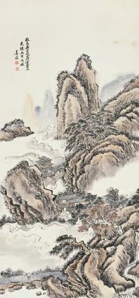 姜筠 丙申（1896年）作 山水 立轴