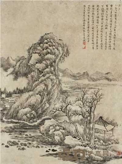 朱文震 丙子（1816年）作 山水 立轴 58×42cm
