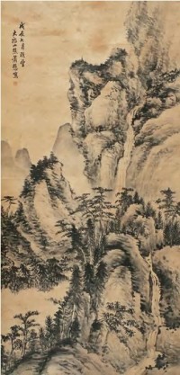 萧谦中 戊辰（1928年）作 山水 立轴