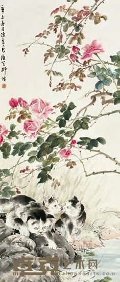 柳滨 辛末（1931年）作 猫 立轴 108×47cm