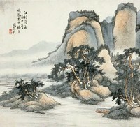 关鹤龄 丙子（1936年）作 江邨消夏 镜心