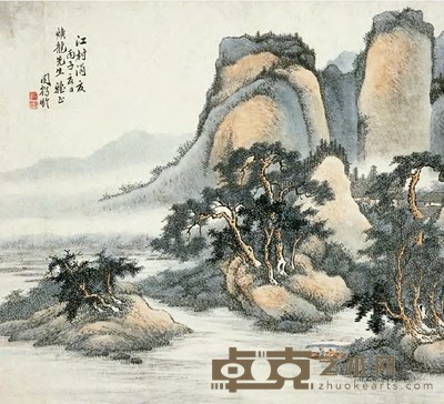 关鹤龄 丙子（1936年）作 江邨消夏 镜心 34×47cm