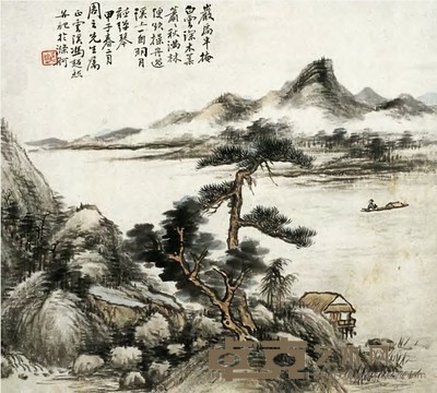 冯超然 甲子（1924年）作 山水 镜心 29×26cm