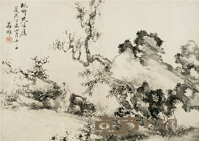 翁雒 道光丁未（1835年）作 人物 镜心 31×22cm