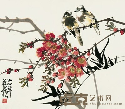 苏葆桢 民国三十四年（1945年）作 花鸟 28×36cm