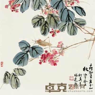 何涵宇 癸丑（1973年）作 草虫花卉 镜心 45×32cm