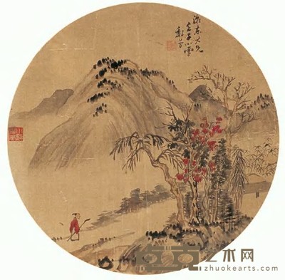 黎简 壬子(1792年)作 山水圆光 镜心 直径5cm
