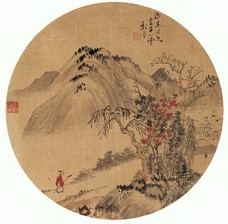 黎简 壬子（1792年）作 山水圆光 镜心