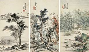 沈梧  山水 册页（十开选三）