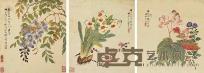 宝峰 花卉 册页（五开选三） 22×20cm×5