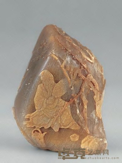 清 寿山石雕人物随形章 高5.8cm