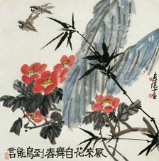 张岳健 风来花舞 镜心