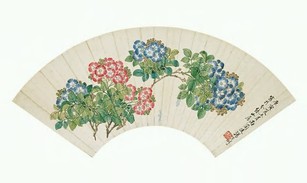 汤世澍 1890年作 花卉 扇面