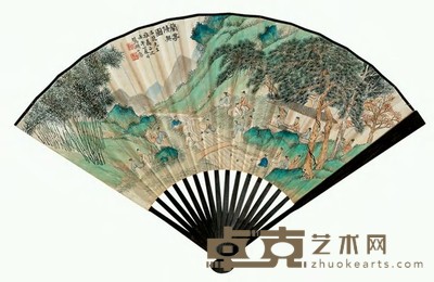 徐小隐 1942年作 兰亭修契图 成扇 18.5×47cm
