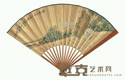 舒浩 湖上骑驴 成扇 18.5×48cm