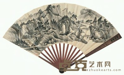 钱维城（传） 深山访友 成扇 18×51cm