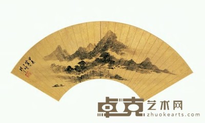 陈星 夏山烟雨 扇面 16×52cm