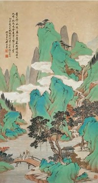 黄山寿 1919年作 溪山访友图 立轴