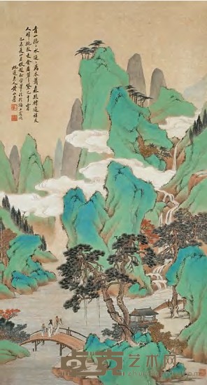 黄山寿 1919年作 溪山访友图 立轴 146×78cm