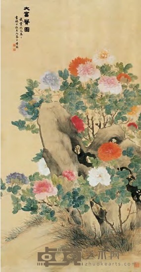 黄鞠 1850年作 大富贵图 立轴 191×99.5cm
