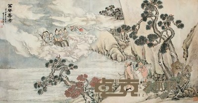 徐砚 1901年作 富贵寿考图 镜心 118.5×228cm
