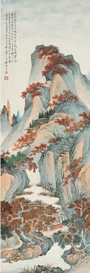 吴琴木 1936年作 秋山萧寺图 立轴