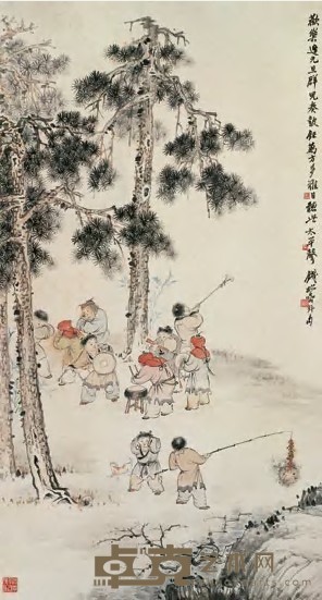 钱松嵒 岁朝图 立轴 144×77cm