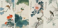 张大壮 1950年作 花鸟 四屏