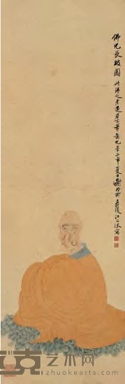 谢稚柳 1943年作 佛光长被图 立轴 106.5×34.5cm