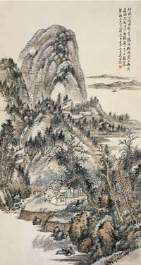 吴滔 1887年作 秋山临溪图 立轴