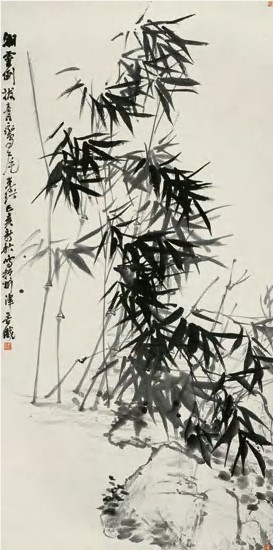 吴昌硕 1899年作 墨竹图 镜心135×66.5cm