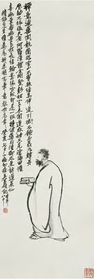 吴昌硕 1923年作 达摩图 立轴99×33cm