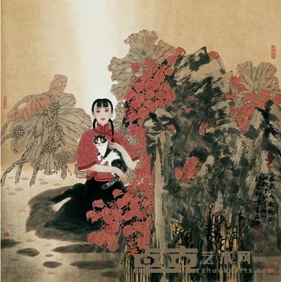 于文江 2001年作 在水一方 镜心 69×68.5cm
