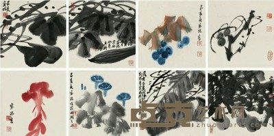 姜宝林 1995年作 花卉(八幅) 册页 34×34cm×8