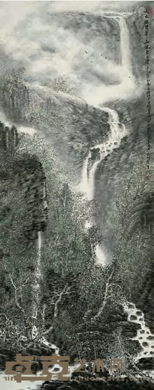 莫肇生 2001年作 和风翠碧图 镜心 137.5×54cm
