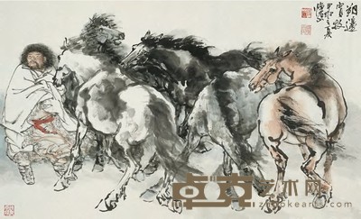 刘棣 2004年作 朔边寒牧 镜心 58×96cm