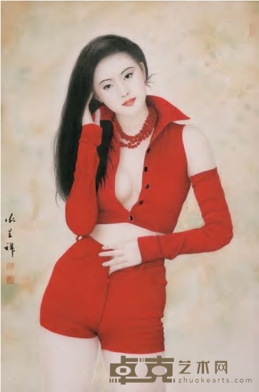 谢呈祥 2004年作 红衣少女 镜心 104.5×69cm