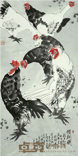 米景扬 2004年作 催朝图 镜心 137.5×68.5cm