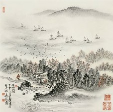沈明权 2004年作 思接天地 镜心