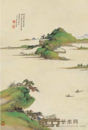 萧俊贤 湖上山横翠图 立轴 48×32.5cm