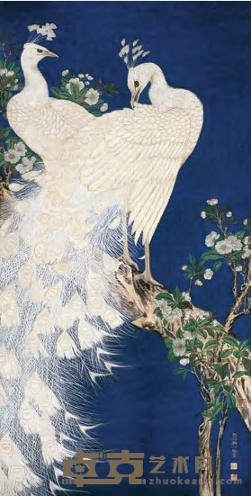 邢一峰 梨花孔雀图 立轴 129.5×66cm