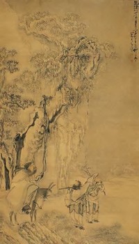 黄慎 1743年作 骑驴踏雪图 立轴