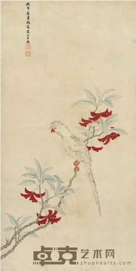 凌必正 鹦鹉 立轴 101×51cm