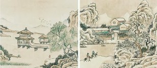无款 山水 镜心