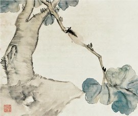 无款 花虫 镜心