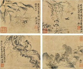 张问陶 花鸟 人物 册页（十开选二）