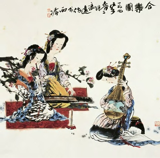 冯远 合乐图 镜心68×68cm