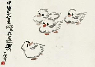 陈子庄 群鸭 镜心